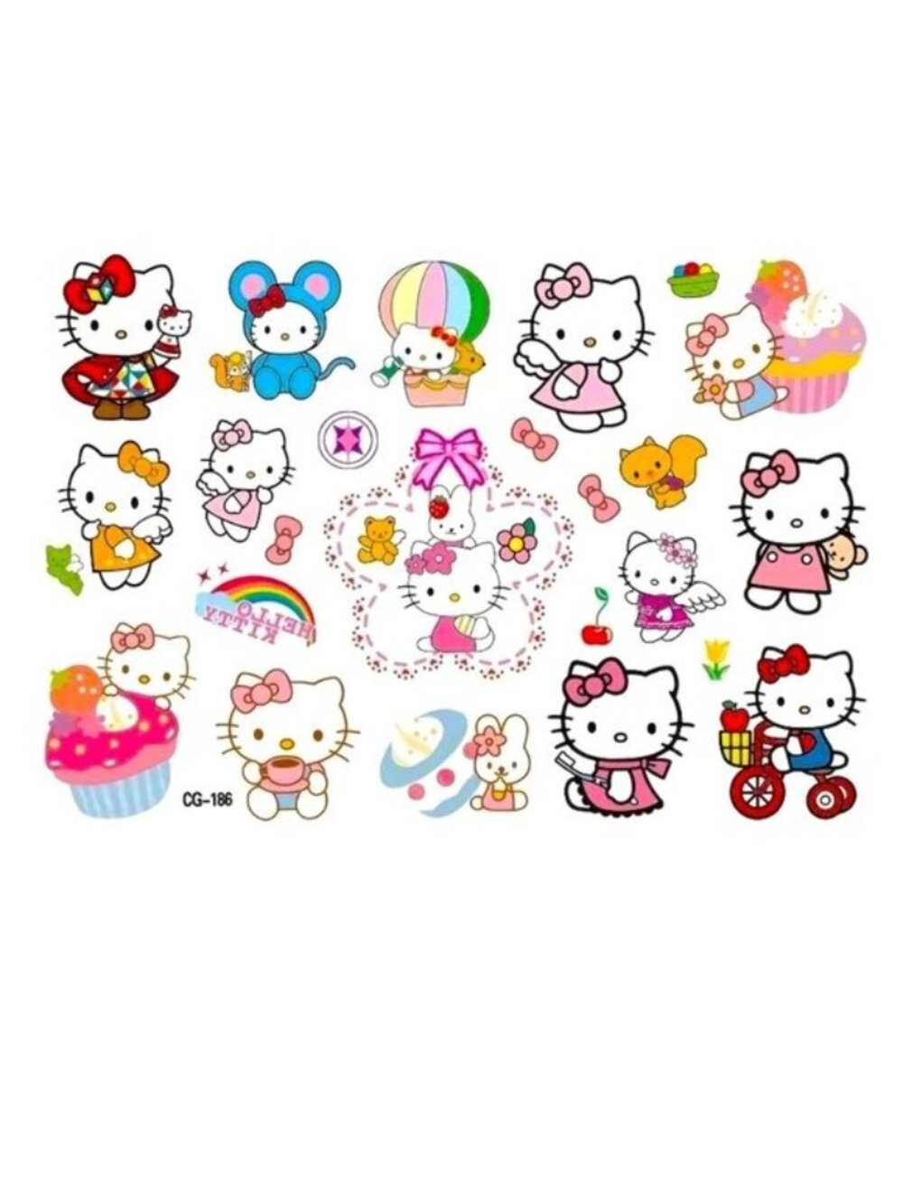 Hello Kitty Tattoos Lot Temporary Waterproof 22pc Sanrio Emo Scene Fun tats Rave